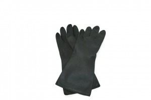 natural latex black reuseable gloves - caro lab